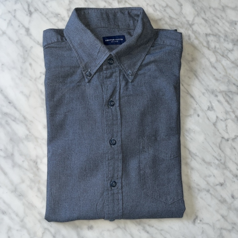 Proper Cloth Ludlow Brushed Twill Dress Shirt in Slate Melange - Custom Size